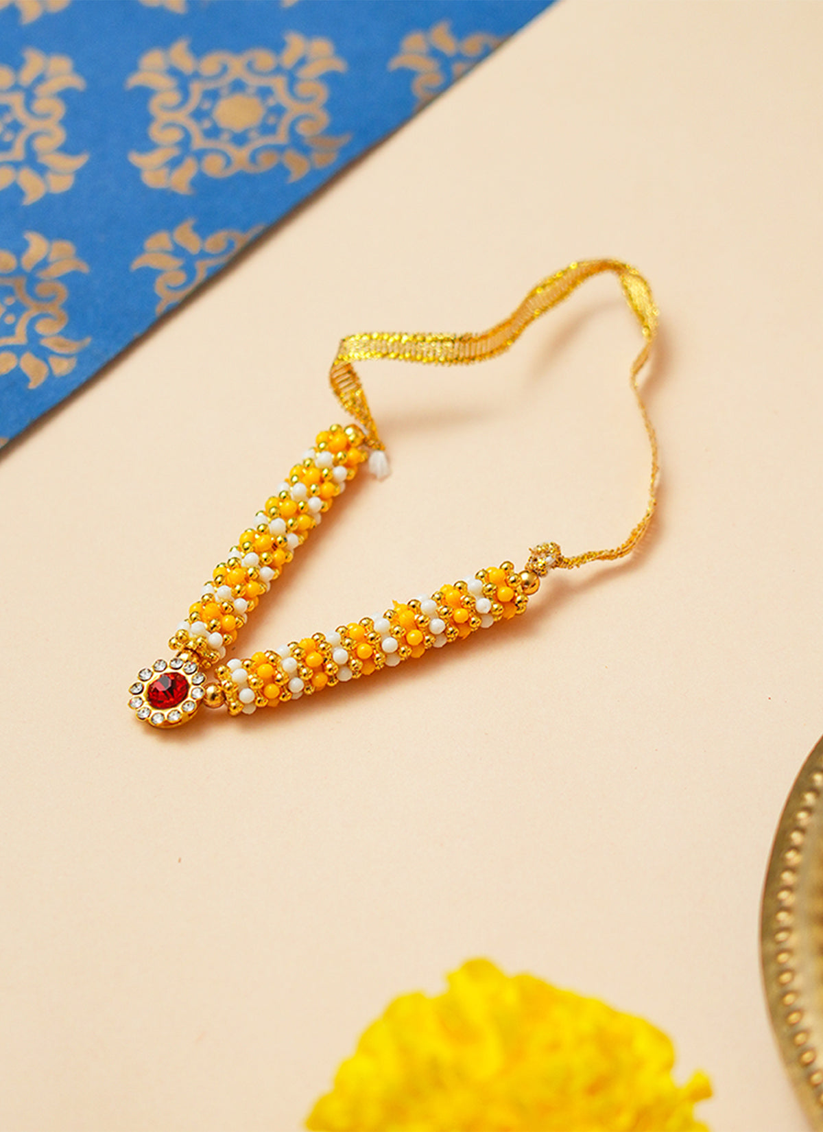 Madhoor Har Garland Floral Bead Yellow 3.5 Inches 1 Piece