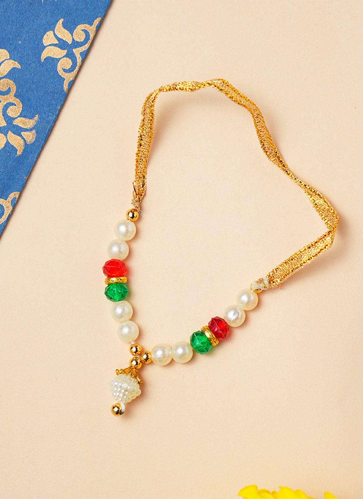 Madhoor Har Garland Bead Crystal Red Green White 3 Inches 1 Piece