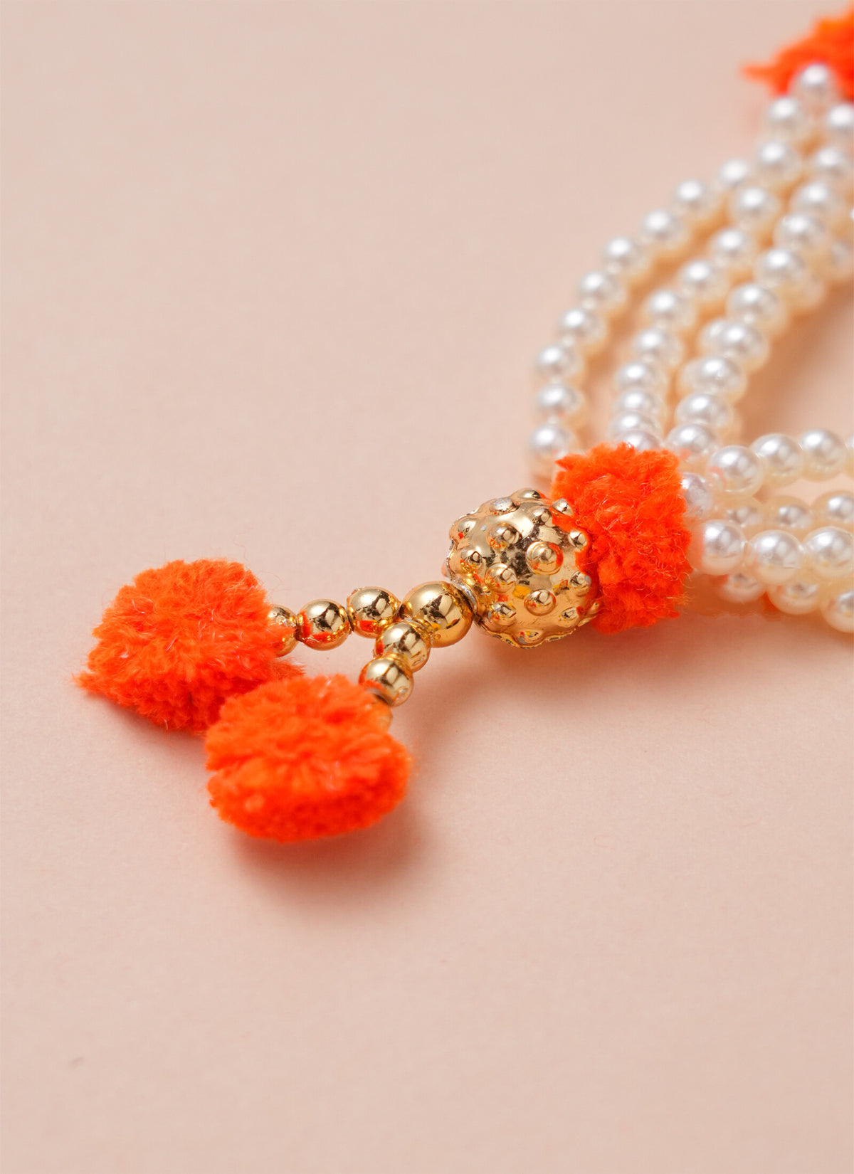 Madhoor Har Garland Pompom Pearl Ivory Orange 1 Step 1 Piece