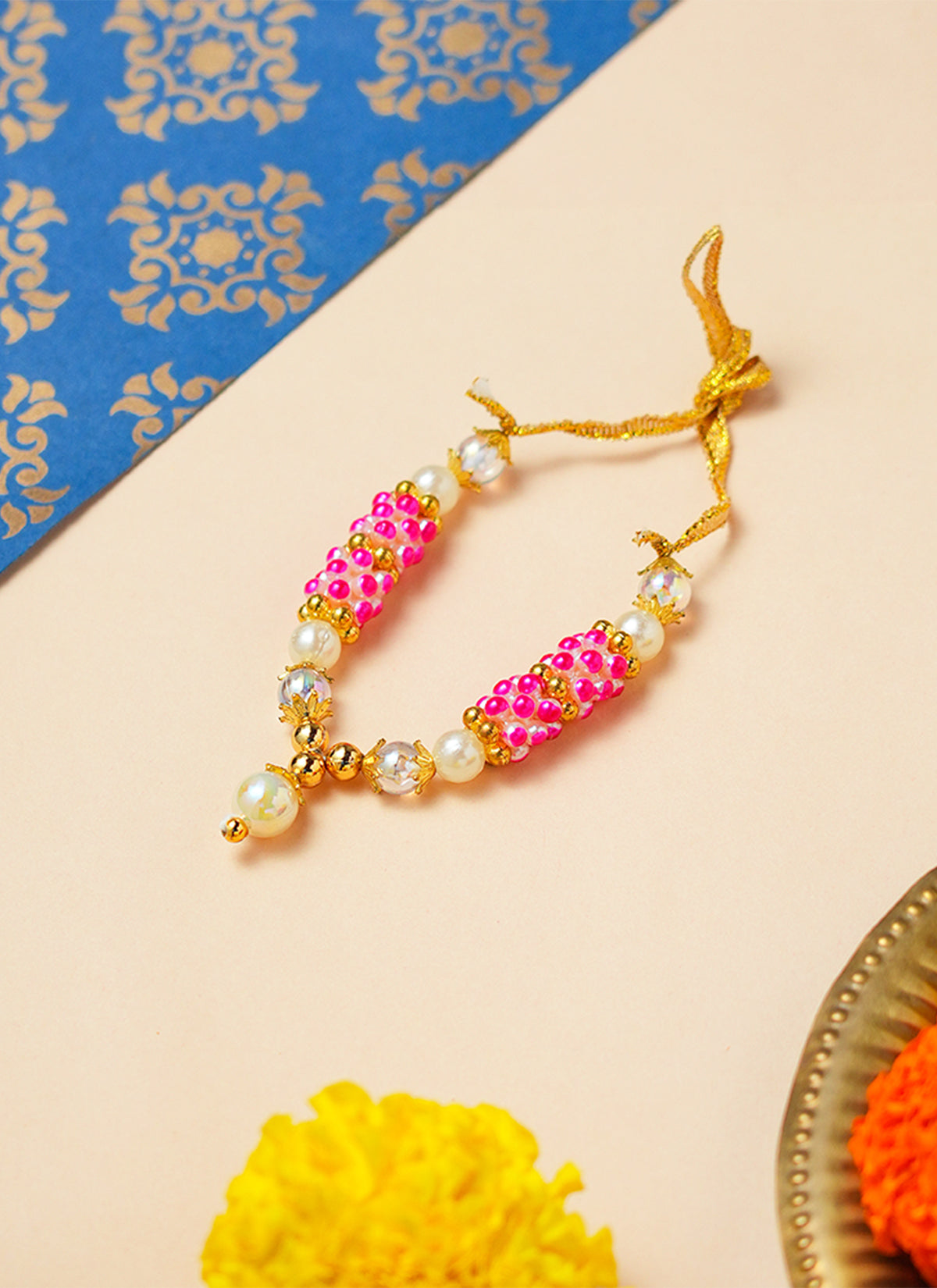 Madhoor Har Garland Pearl Kanthi Pink White 4 Inches 1 Piece