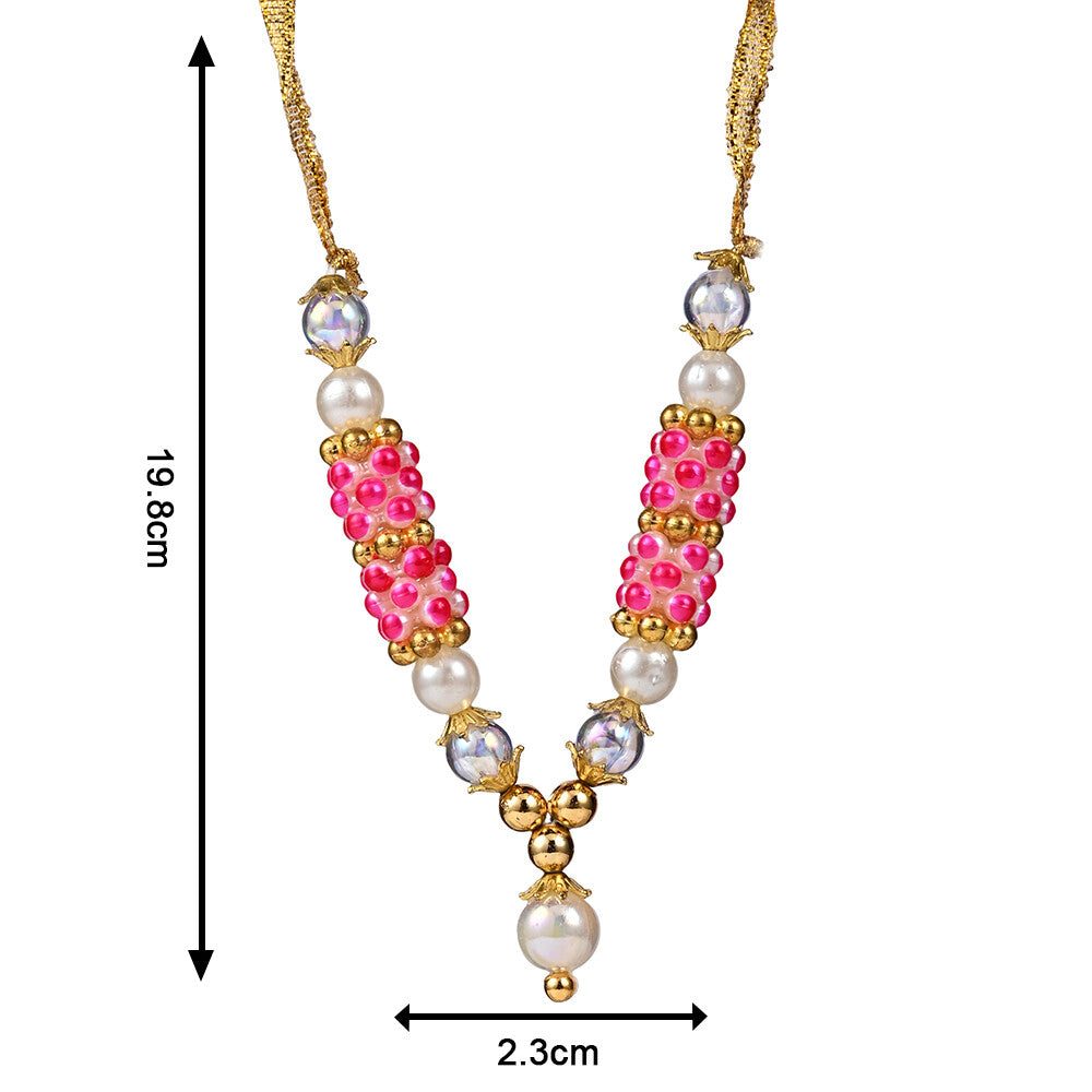 Madhoor Har Garland Pearl Kanthi Pink White 4 Inches 1 Piece