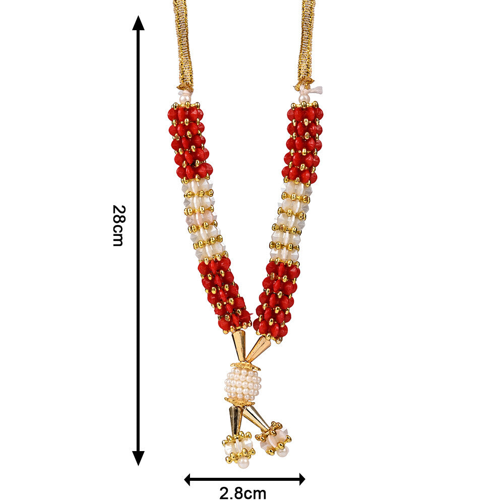 Madhoor Har Garland Bead Red White 4.5 Inches 1 Piece