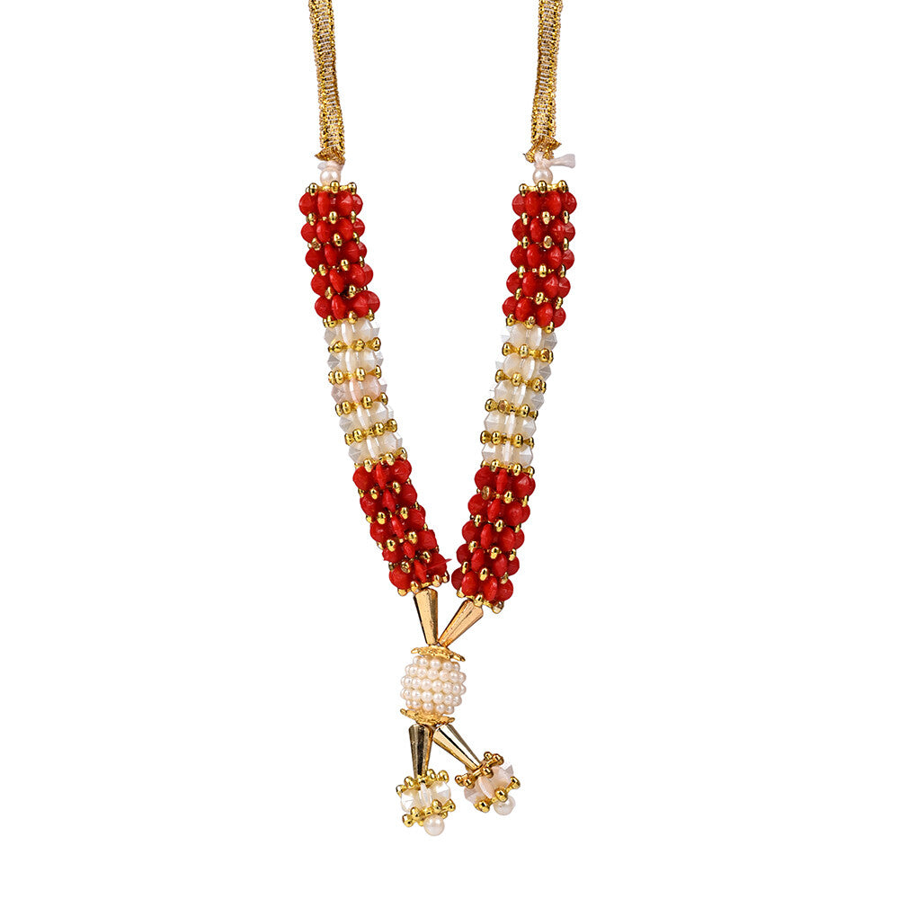 Madhoor Har Garland Bead Red White 4.5 Inches 1 Piece