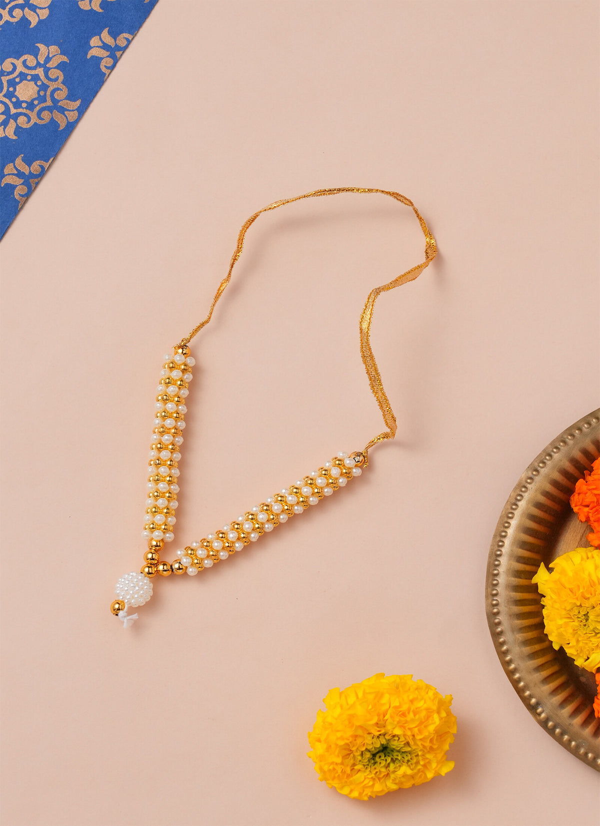 Madhoor Har Garland Pearl Bead Gold-Tone Ivory 1 Step 1 Piece