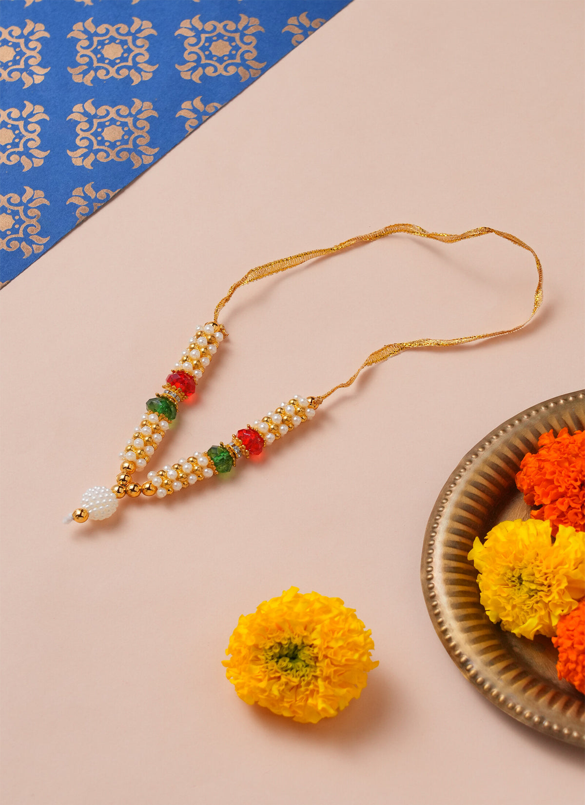 Madhoor Har Garland Pearl Stone Red Green Ivory 1 Step 1 Piece