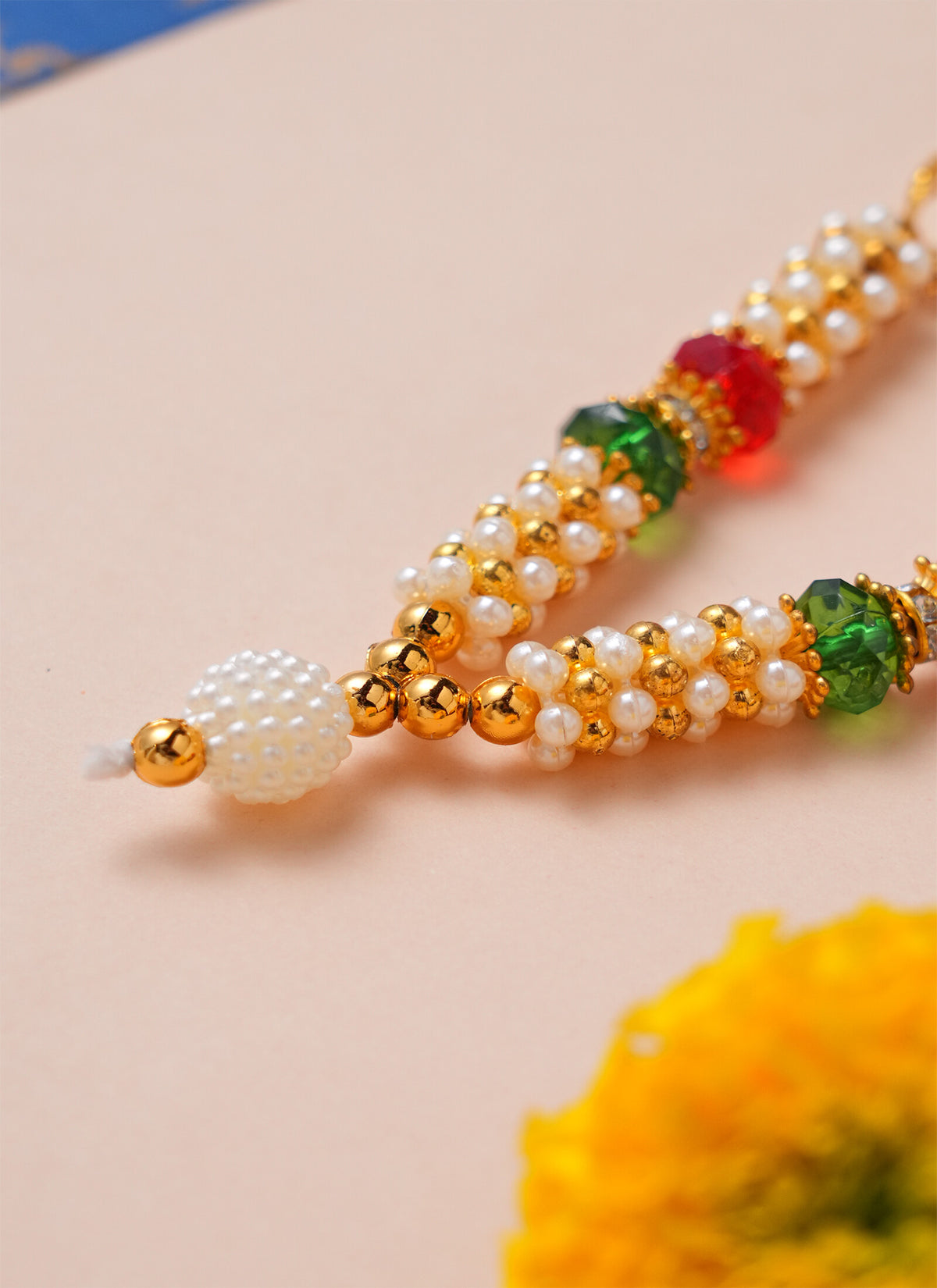 Madhoor Har Garland Pearl Stone Red Green Ivory 1 Step 1 Piece