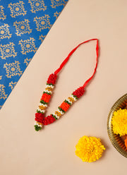 Madhoor Har Garland Floral Silk Maroon Orange Green 3.5 Inches 1 Piece