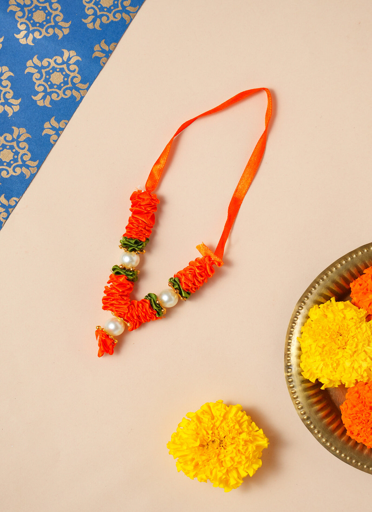 Madhoor Har Garland Satin Orange 3.5 Inches 1 Piece