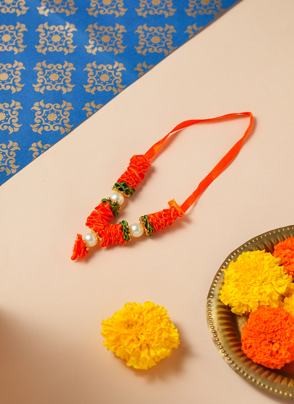 Madhoor Har Garland Satin Orange 3.5 Inches 1 Piece