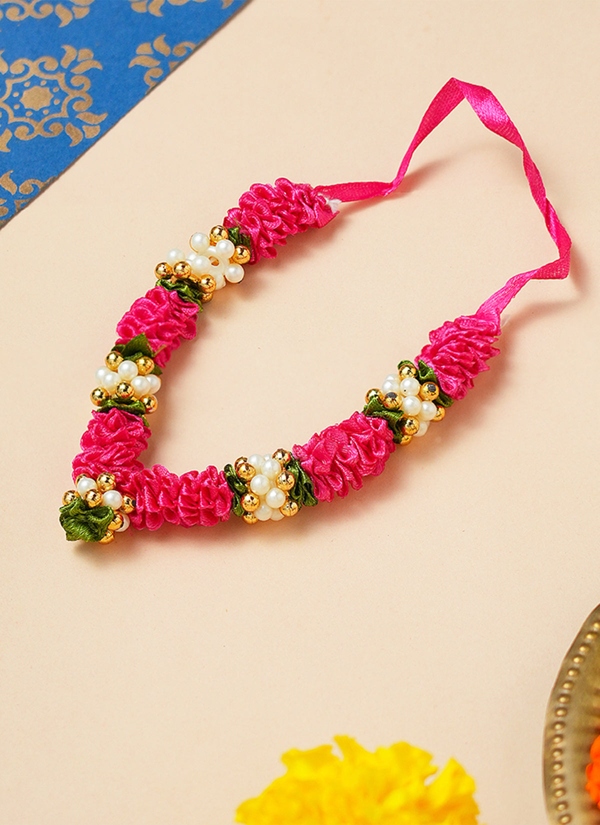 Madhoor Har Garland Satin Pearl Rani Pink 4 Inches 1 Piece