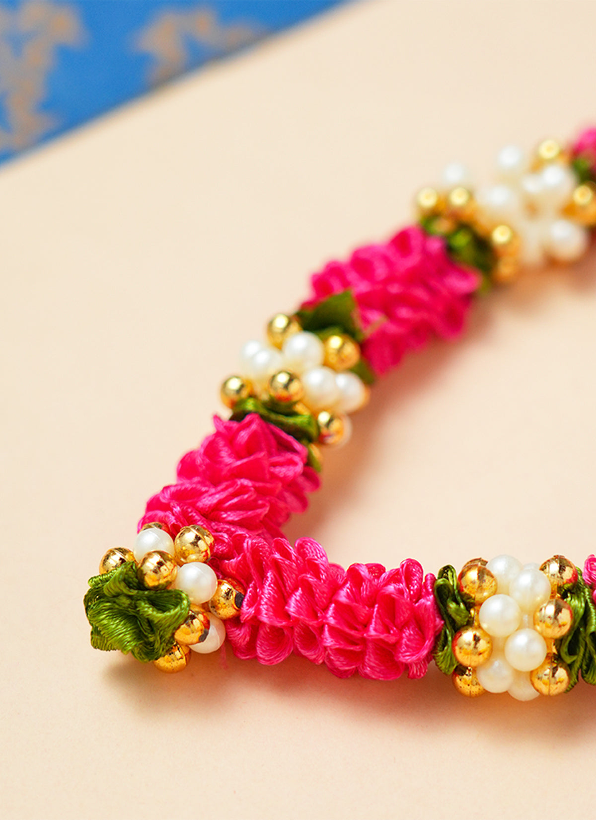 Madhoor Har Garland Satin Pearl Rani Pink 4 Inches 1 Piece
