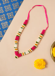 Madhoor Har Garland Satin Flower Red White Green 7 Inches 1 Piece