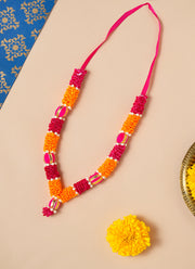 Madhoor Har Garland Satin Flower Orange Red 7 Inches 1 Piece