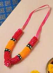 Madhoor Har Garland Satin Flower Rani Pink Orange 7 Inches 1 Piece