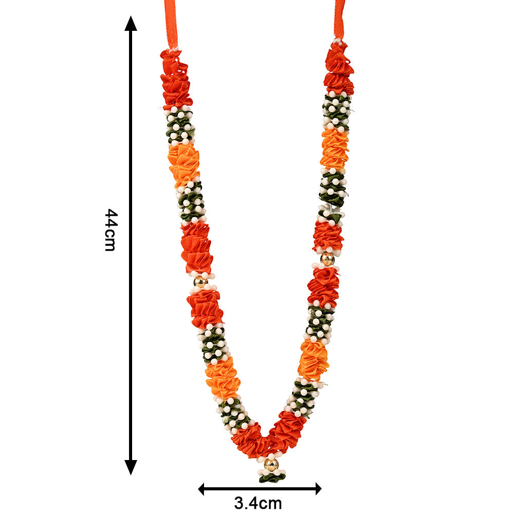 Madhoor Har Garland Satin Ruffle Orange Yellow 10 Inches 1 Piece