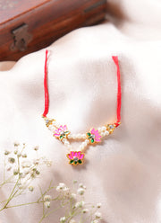 Madhoor Har Garland Lotus Pink Green Ivory 1.5 Inches 1 Piece