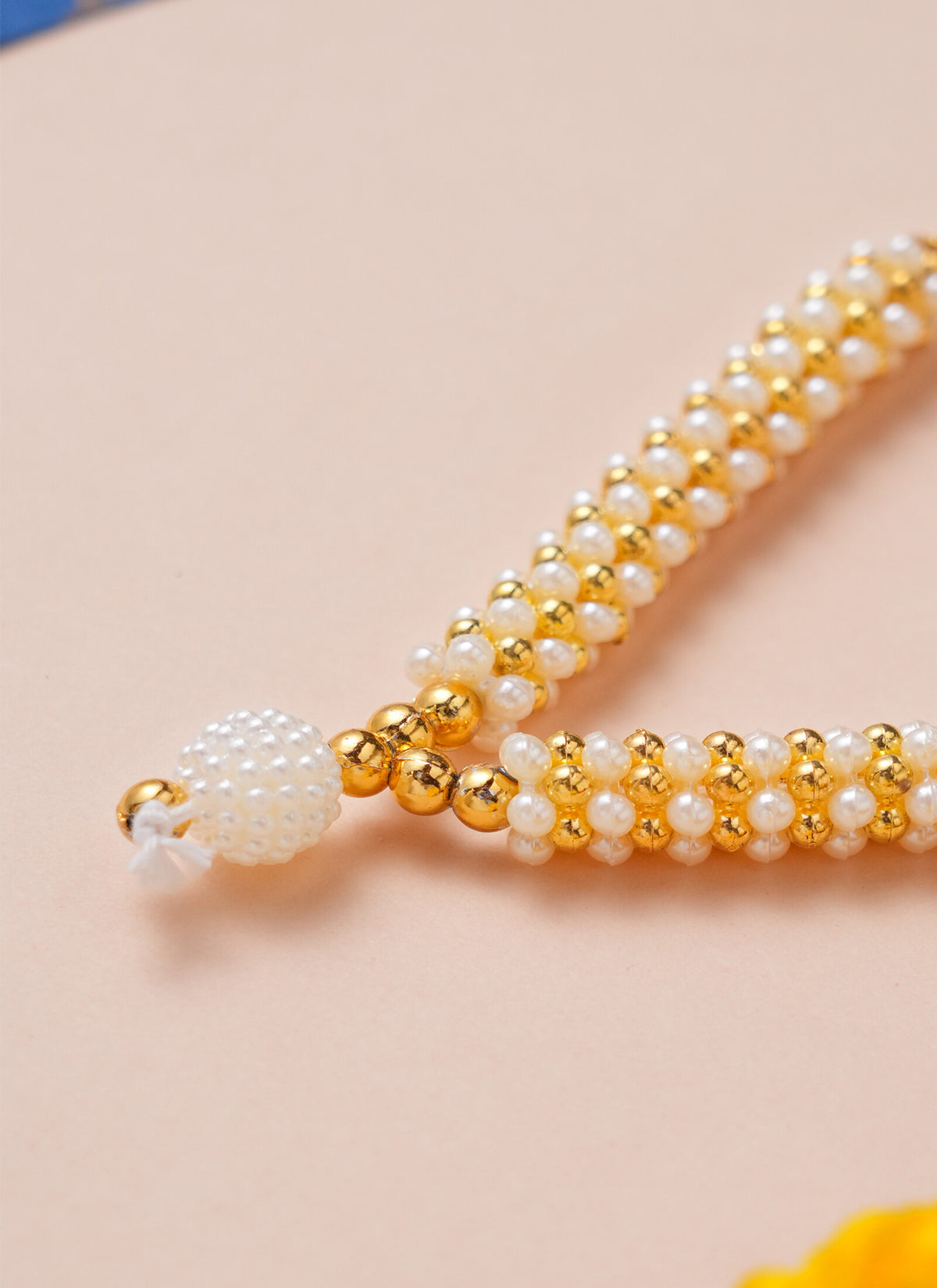 Madhoor Har Garland Pearl White Gold-Tone 2 Step 1 Piece