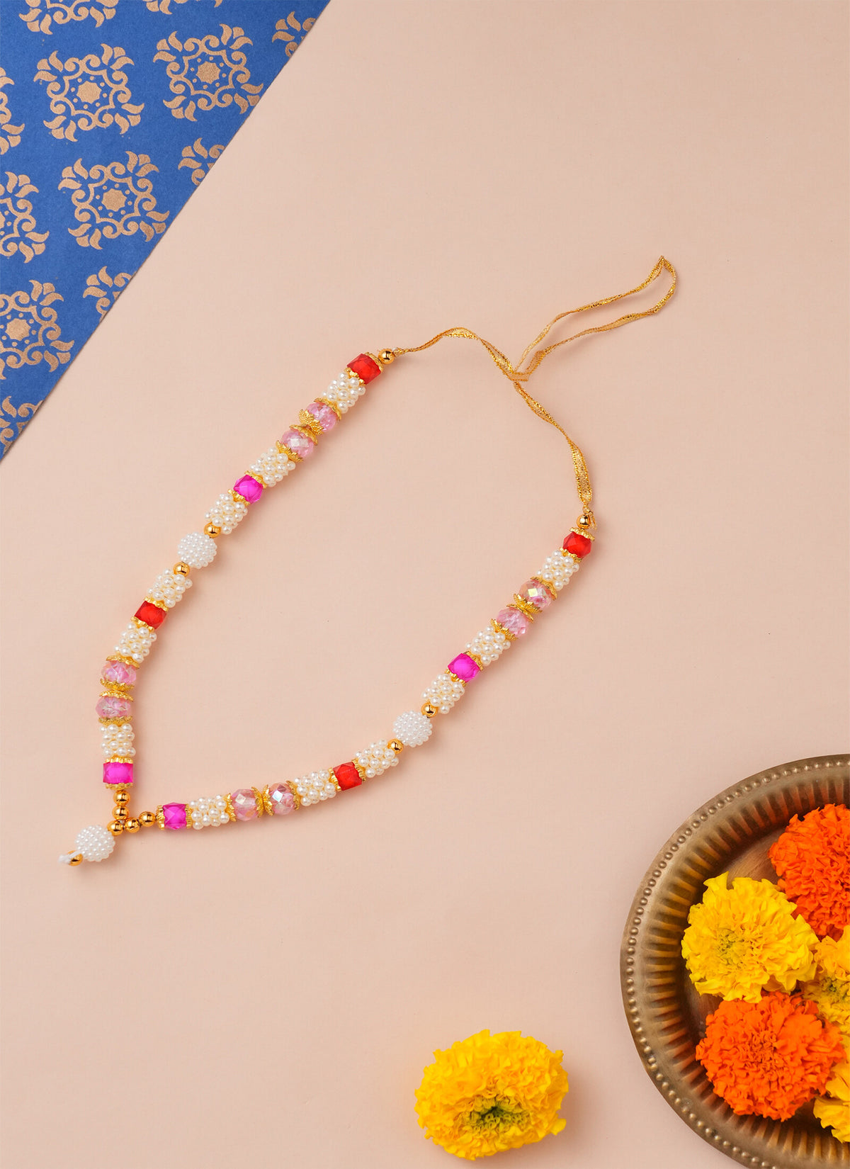 Madhoor Har Garland Crystal White Pink 2 Step 1 Piece