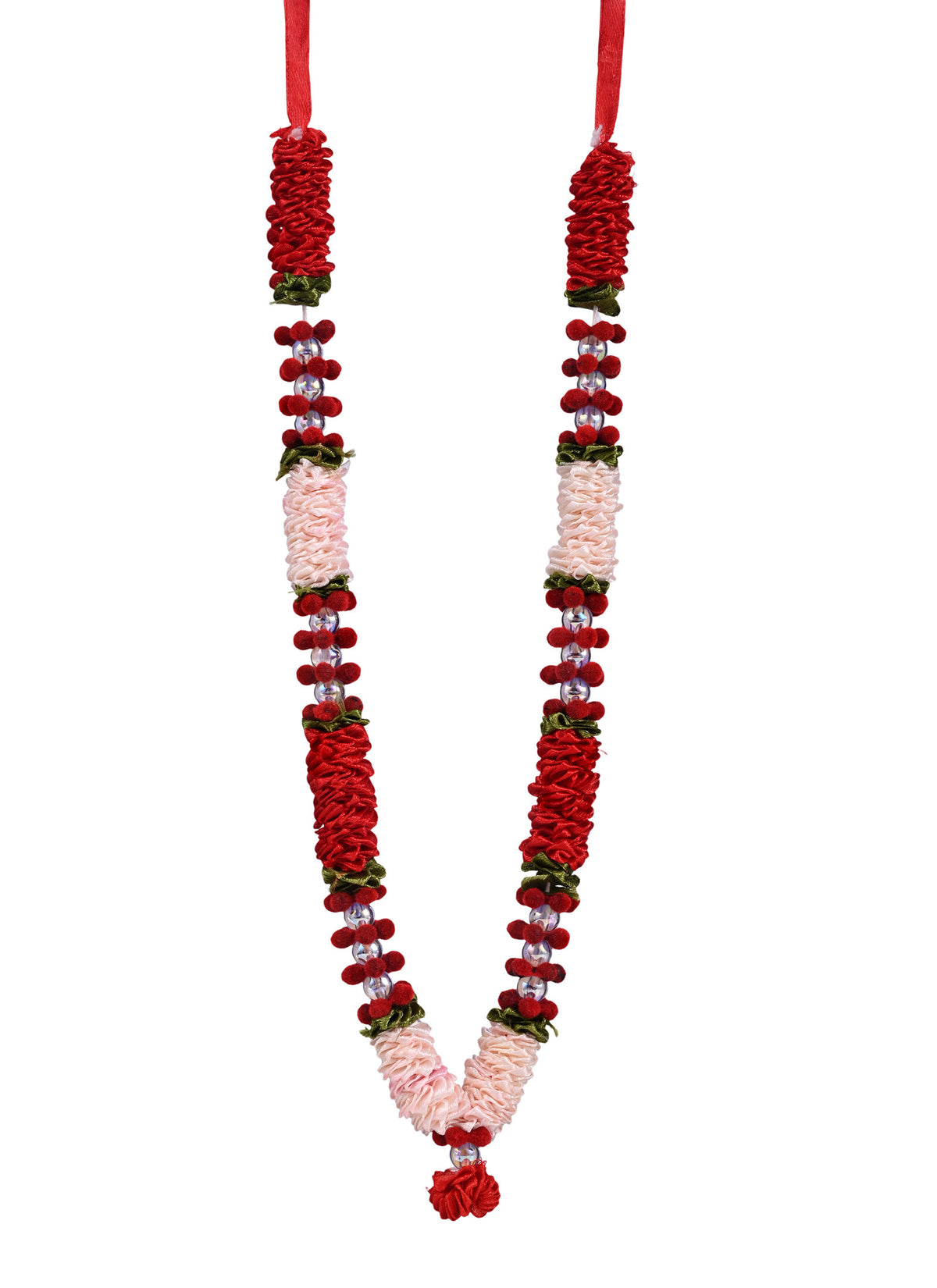 Madhoor Har Garland Satin Flower Pink White 10.5 Inches 1 Piece