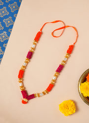 Madhoor Har Garland Flower Pearl Orange Rani Pink 10.5 Inches 1 Piece