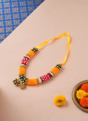 Madhoor Har Garland Flower Ribbon Rani Pink Yellow 7 Inches 1 Piece