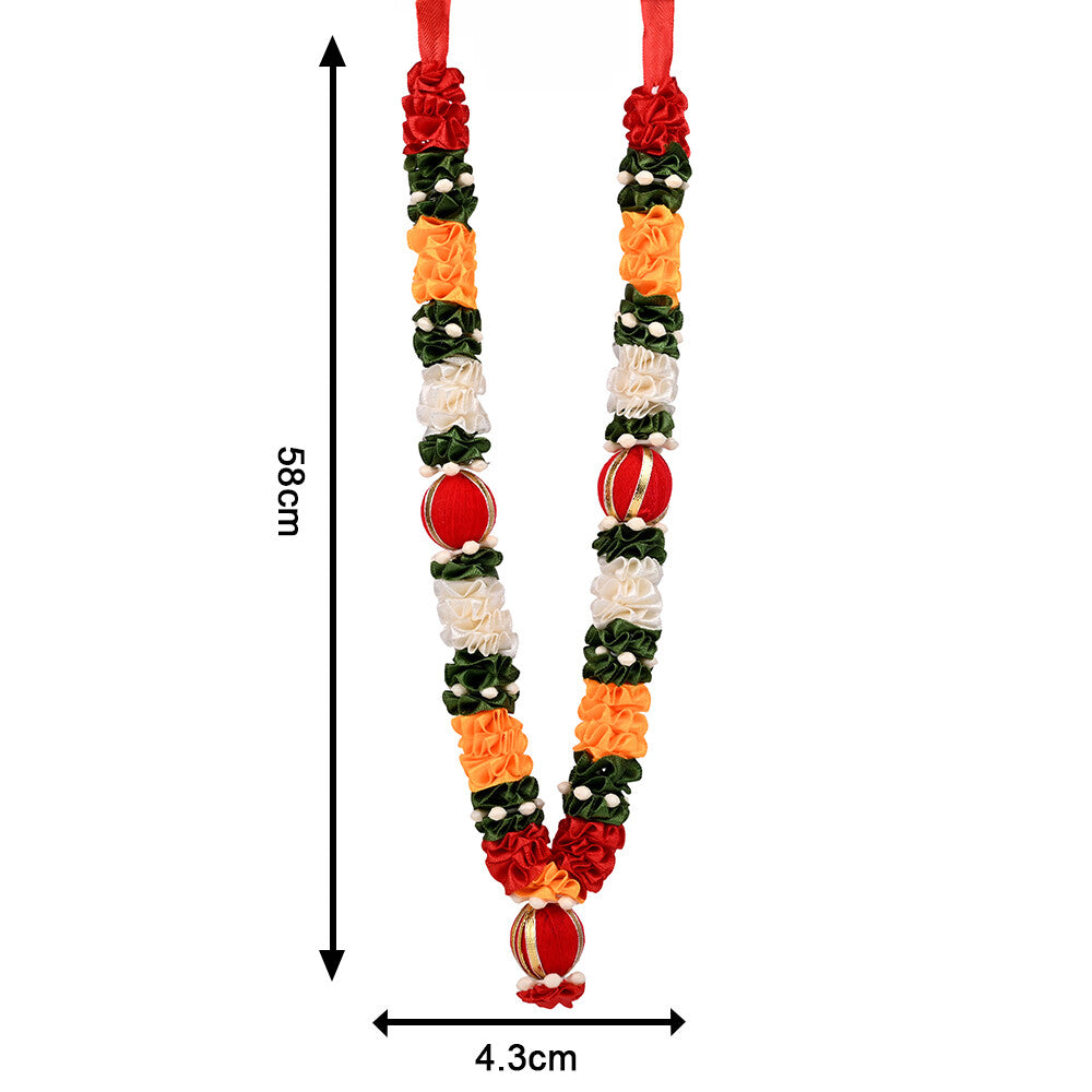 Madhoor Har Garland Silk Flower Red Cream Yellow 12 Inches 1 Piece
