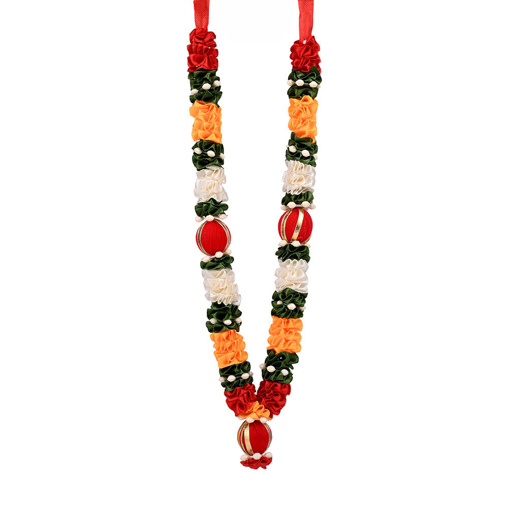 Madhoor Har Garland Silk Flower Red Cream Yellow 12 Inches 1 Piece