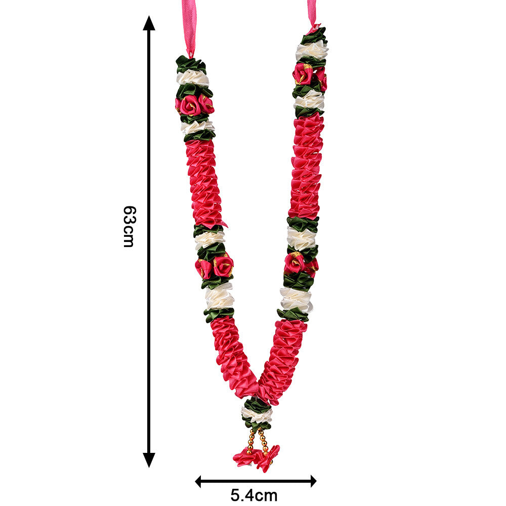 Madhoor Har Garland Layered Dangle Rani Pink White 12 Inches 1 Piece