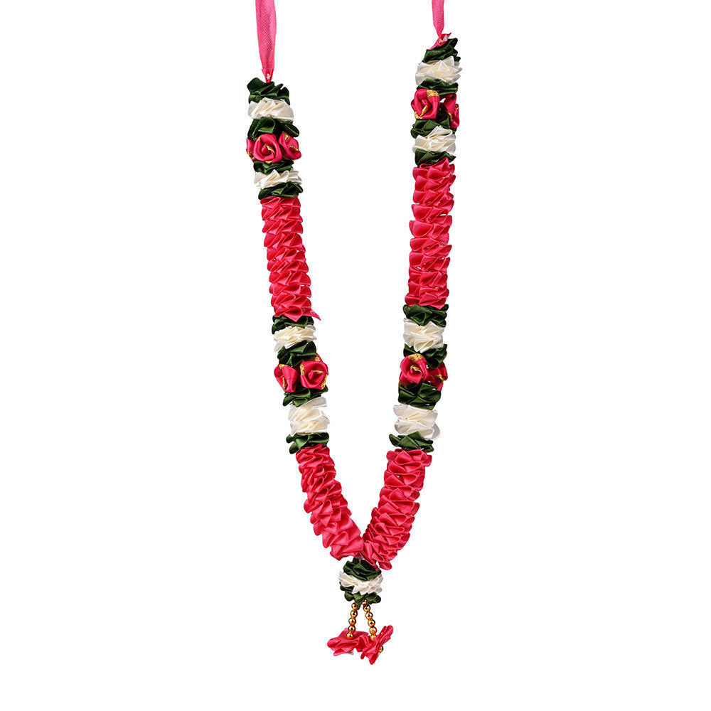 Madhoor Har Garland Layered Dangle Rani Pink White 12 Inches 1 Piece