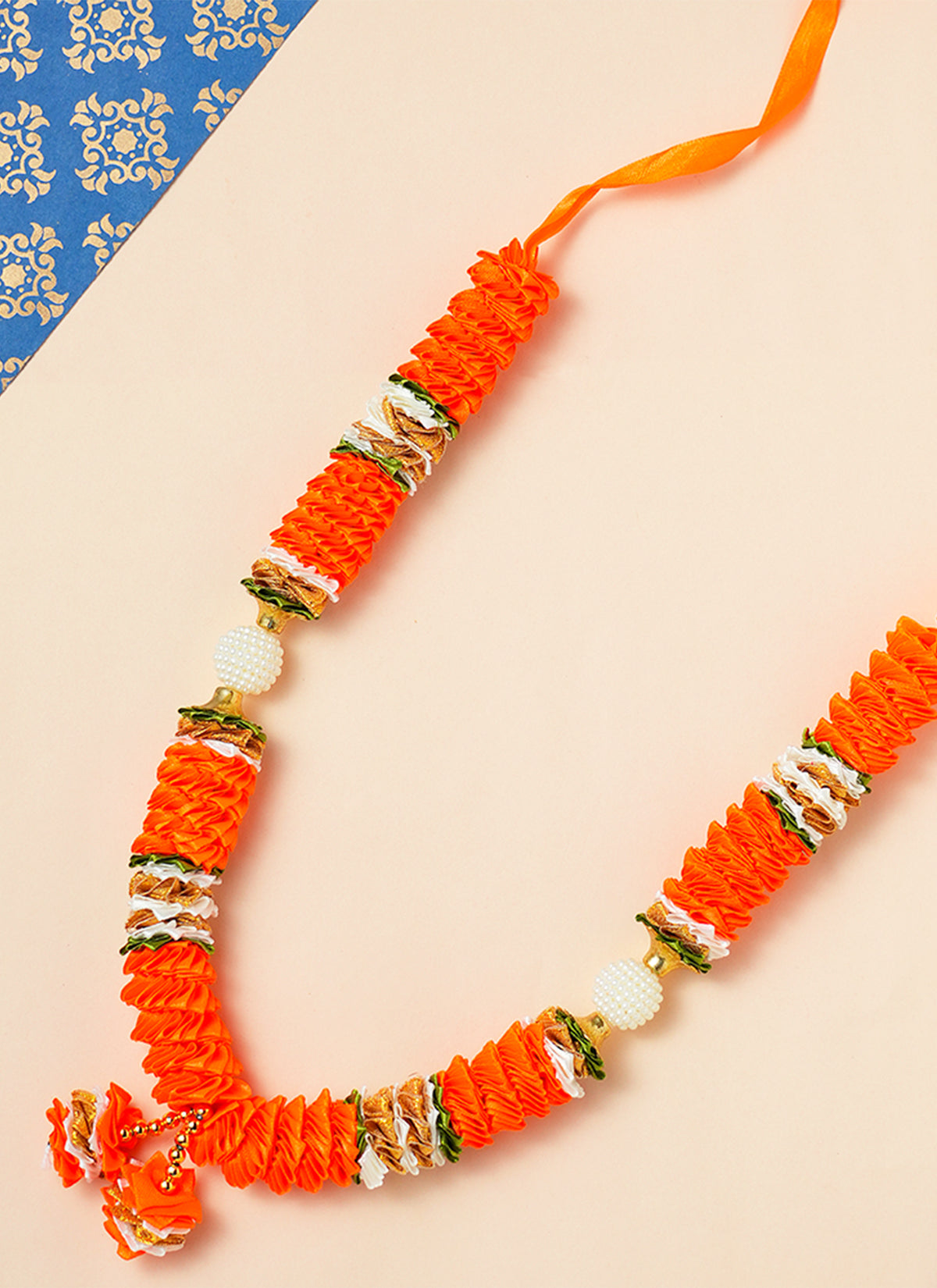 Madhoor Har Garland Satin Gota Orange 12 Inches 1 Piece