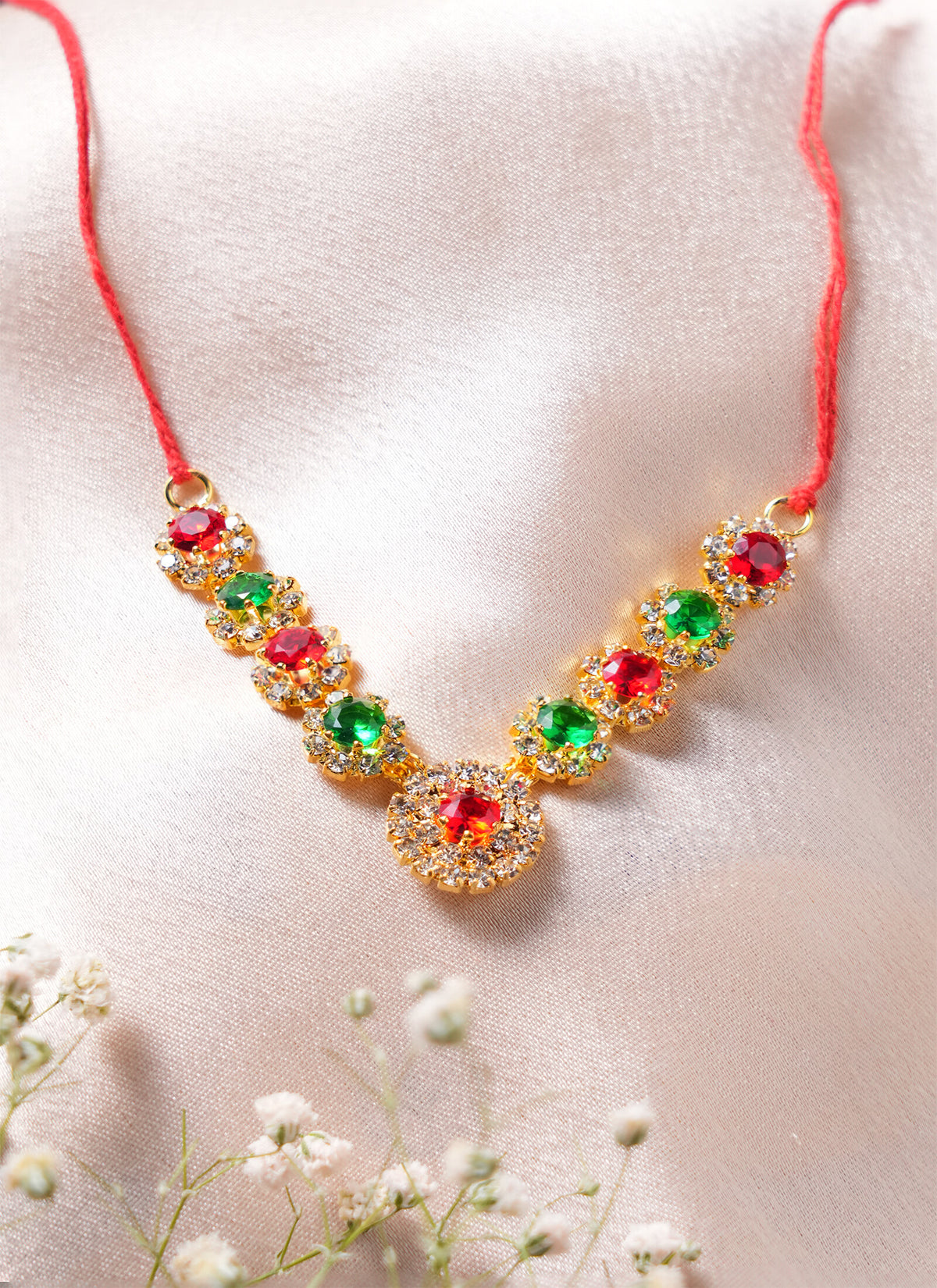 Madhoor Har Garland Gemstone Red Green 1 Piece