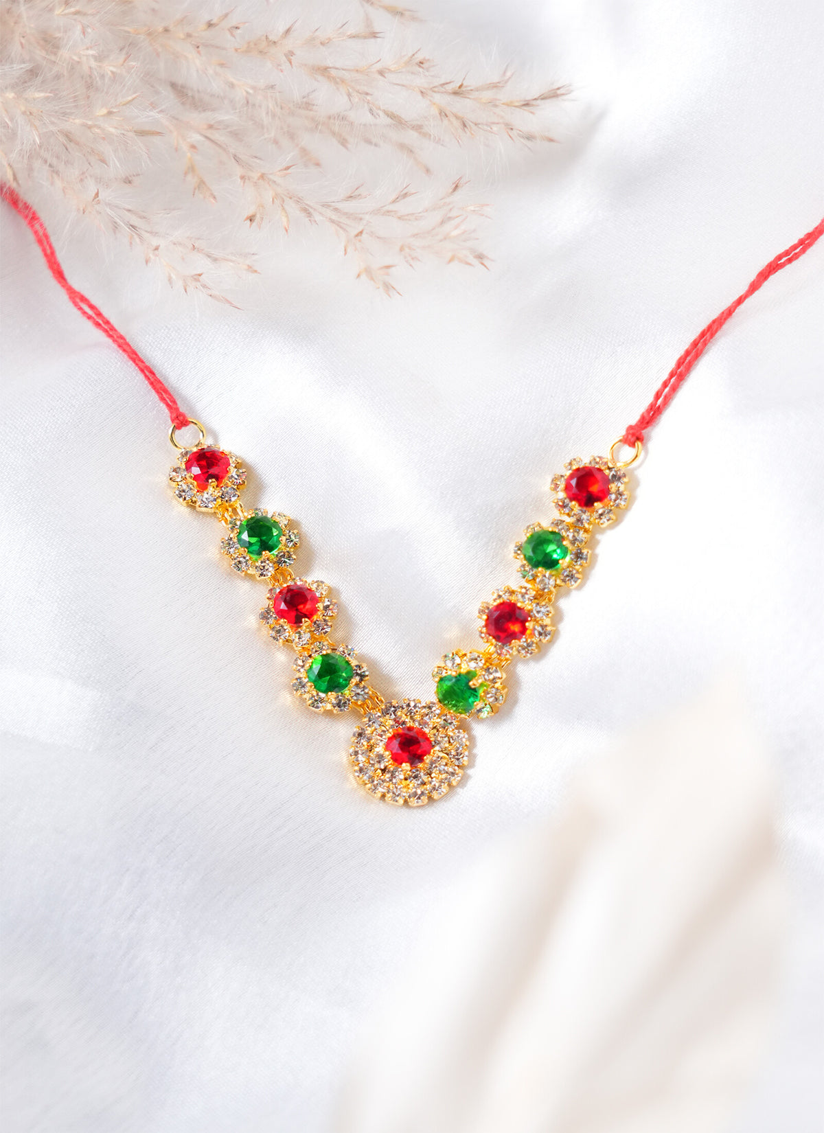 Madhoor Har Garland Gemstone Red Green 1 Piece