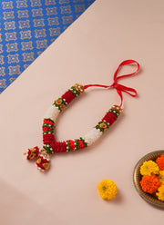 Madhoor Har Garland Flower Red Cream 8 Inches 1 Piece