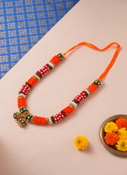Madhoor Har Garland Silk Flower Red Orange 12 Inches 1 Piece