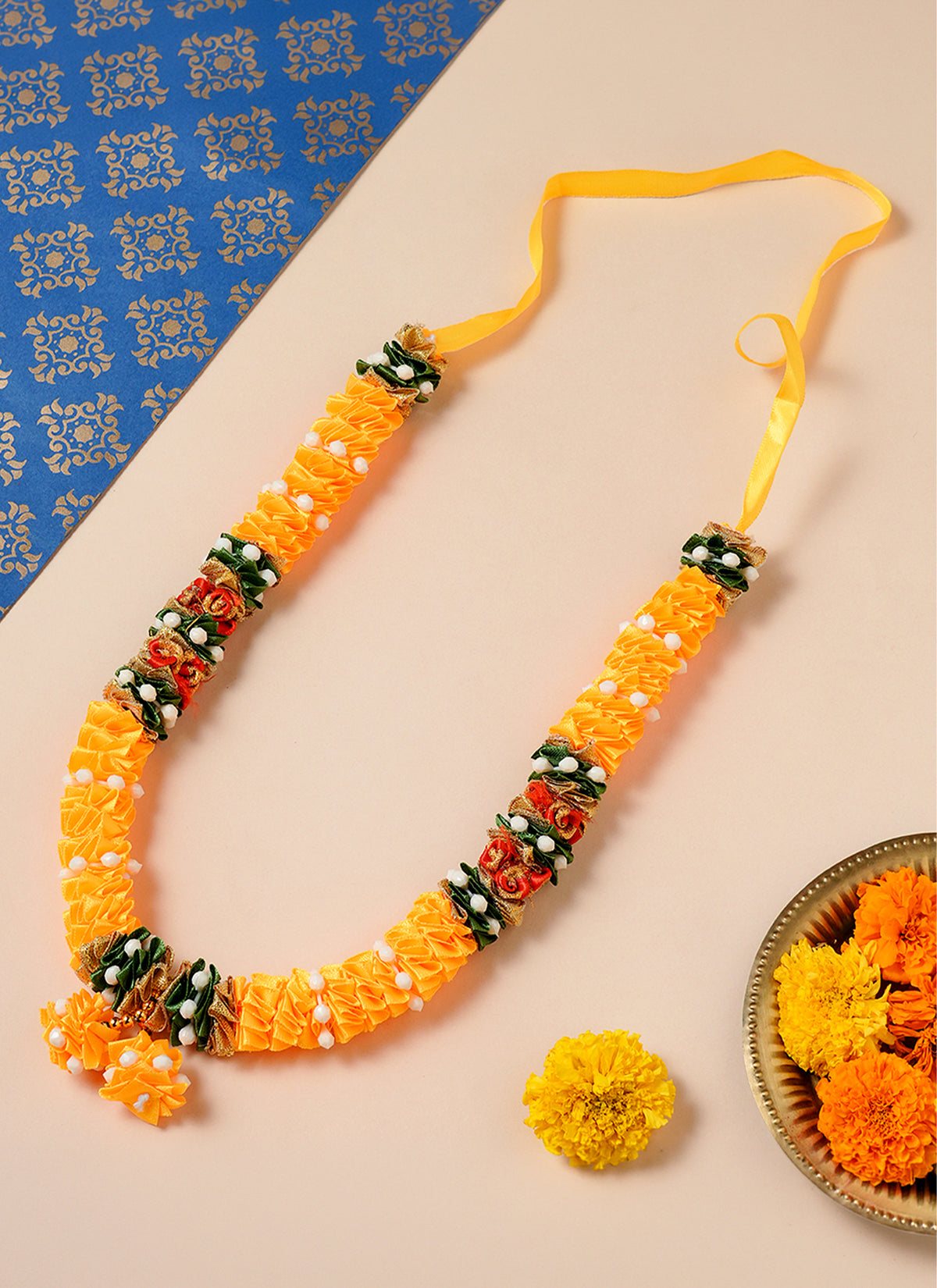 Madhoor Har Garland Silk Flower Yellow 12 Inches 1 Piece