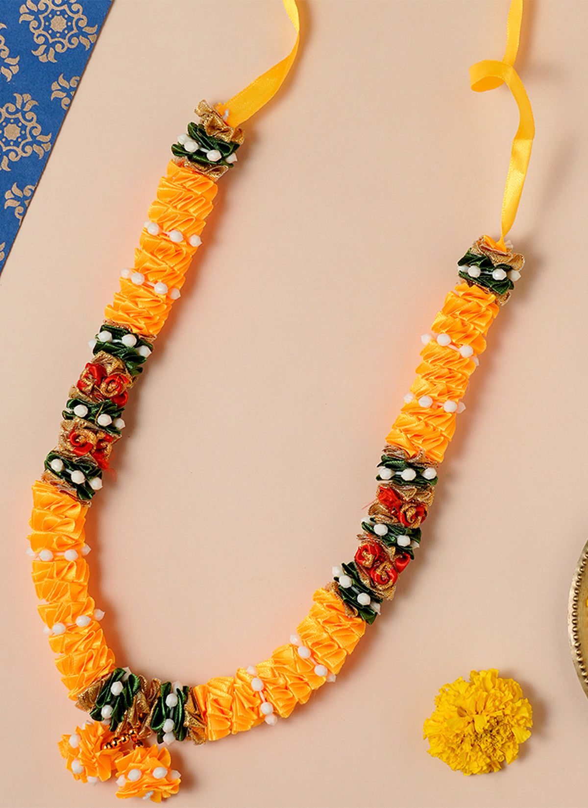 Madhoor Har Garland Silk Flower Yellow 12 Inches 1 Piece