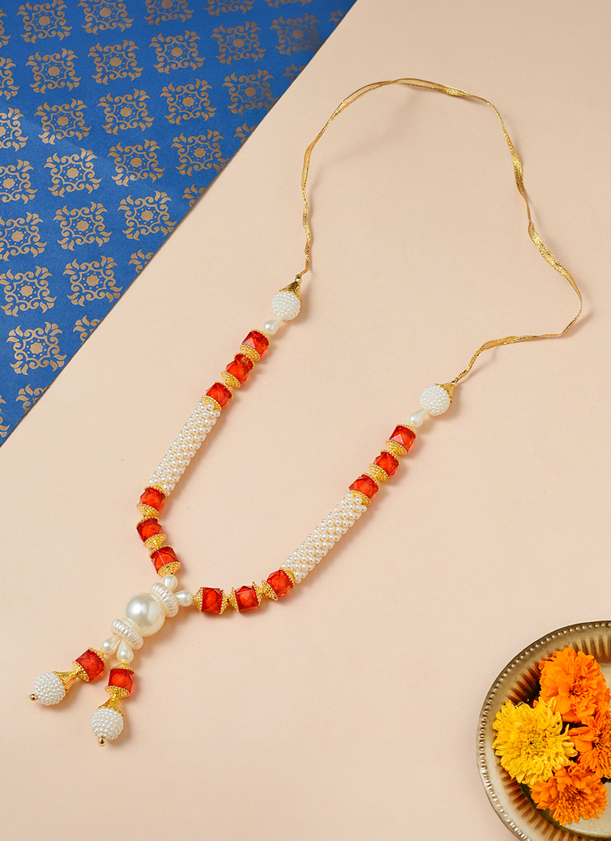 Madhoor Har Garland Pearl Crystal Red 1 Step 1 Piece