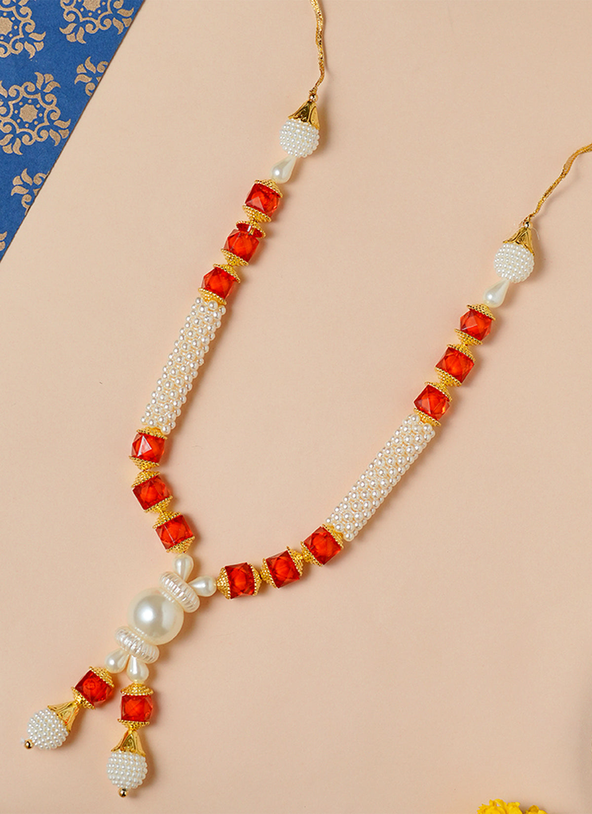 Madhoor Har Garland Pearl Crystal Red 1 Step 1 Piece