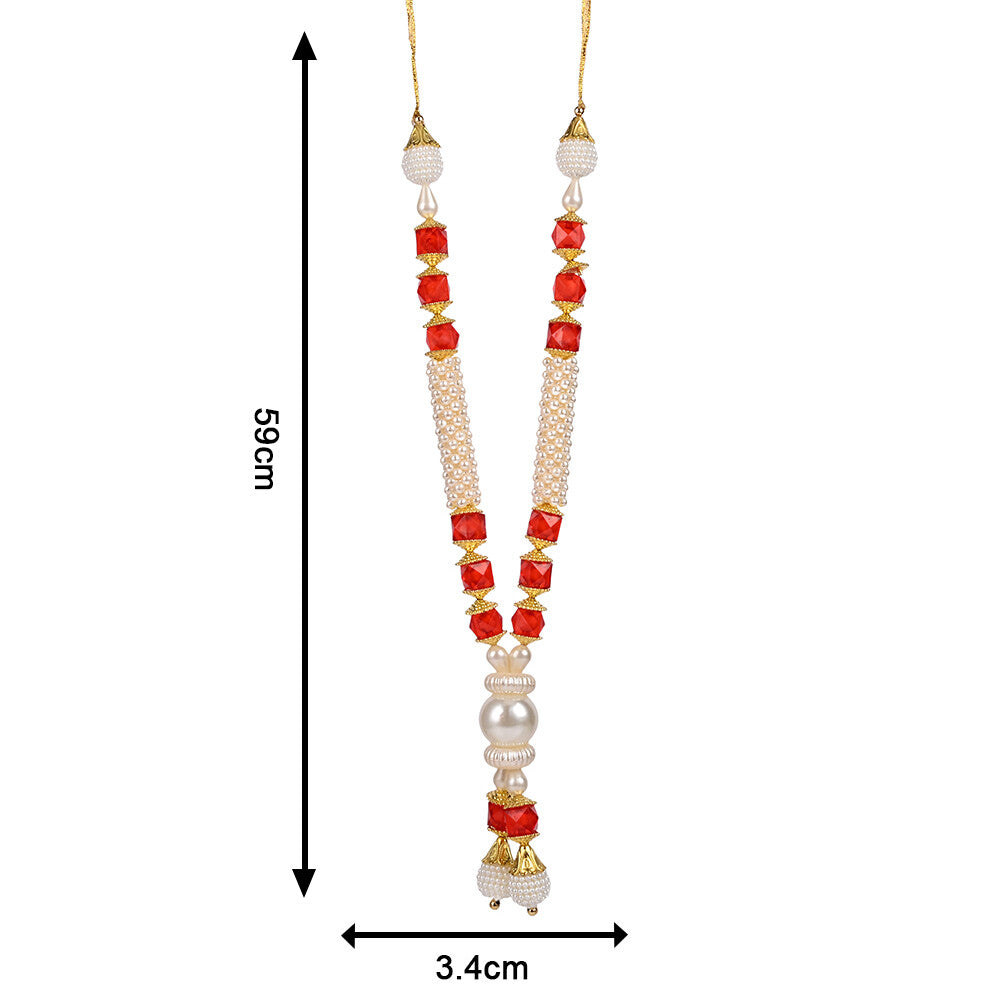 Madhoor Har Garland Pearl Crystal Red 1 Step 1 Piece