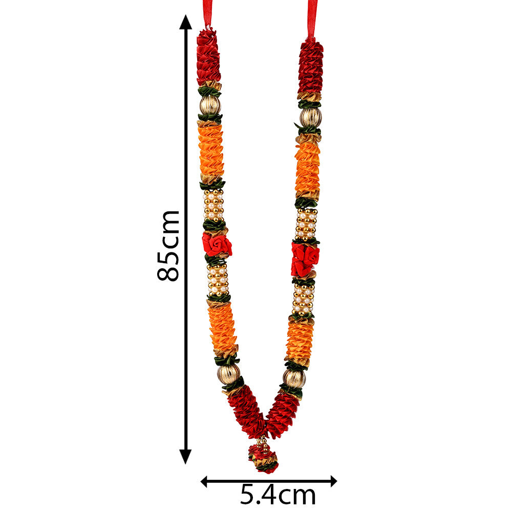 Madhoor Har Garland Satin Gota Orange Red 18 Inches 1 Piece