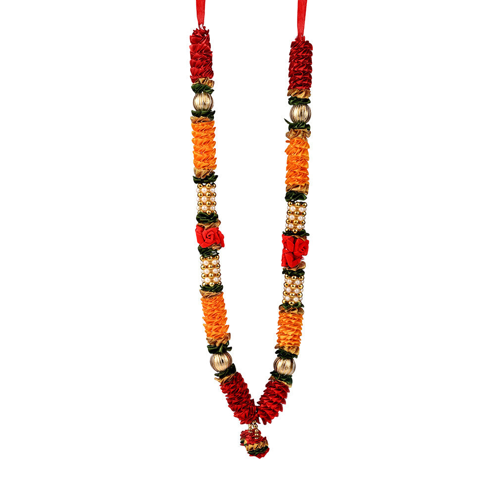 Madhoor Har Garland Satin Gota Orange Red 18 Inches 1 Piece