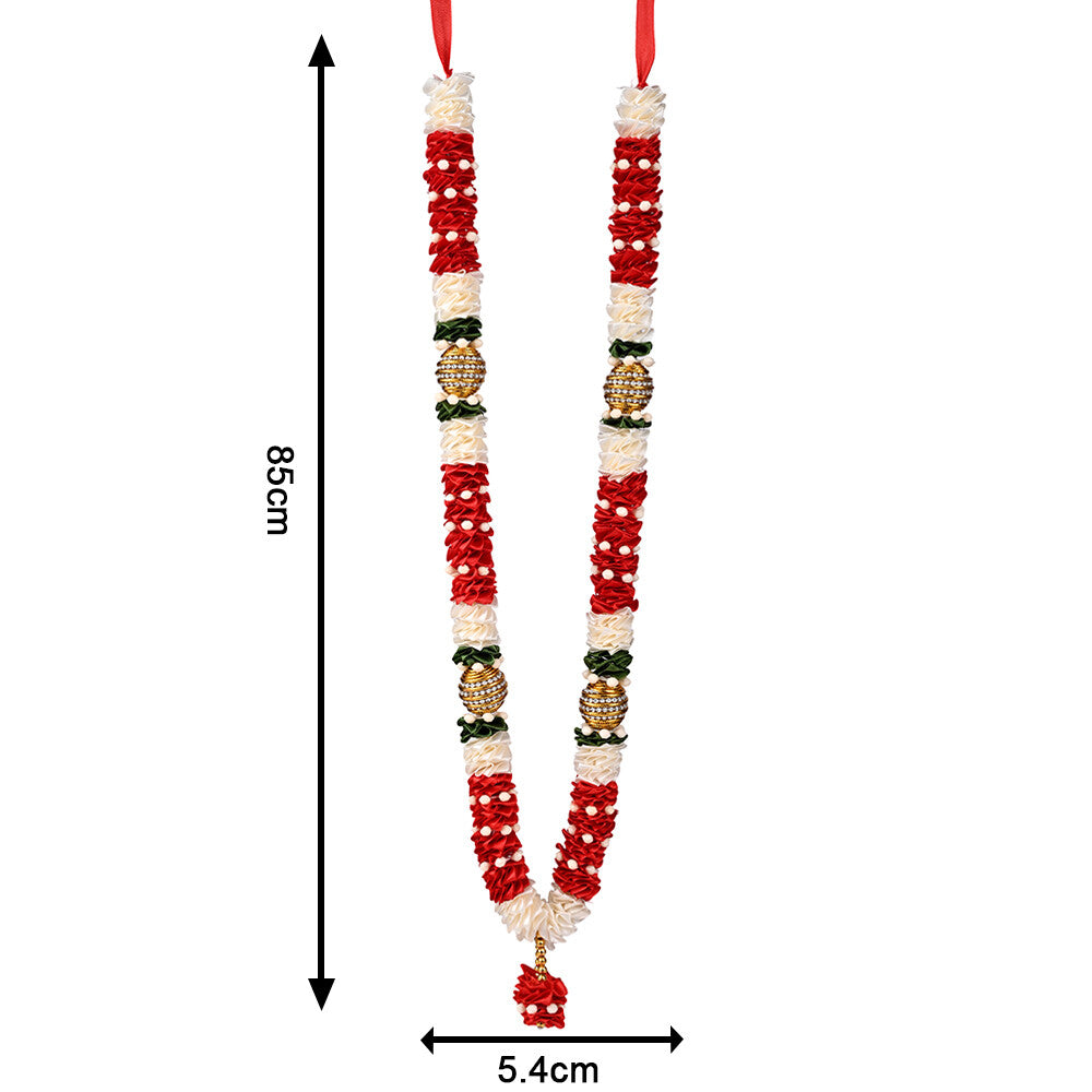 Madhoor Har Garland Satin Gota Red White 20 Inches 1 Piece