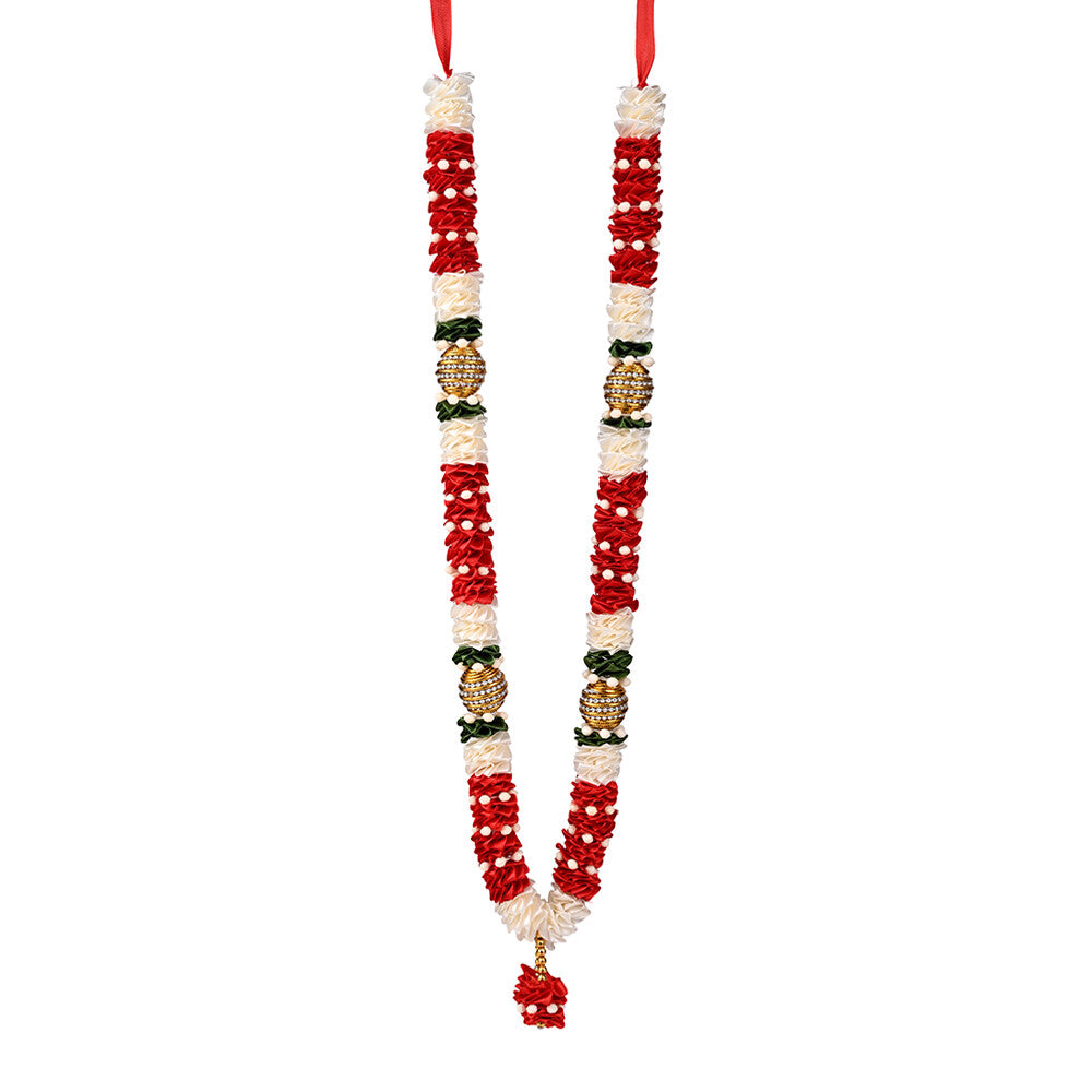 Madhoor Har Garland Satin Gota Red White 20 Inches 1 Piece