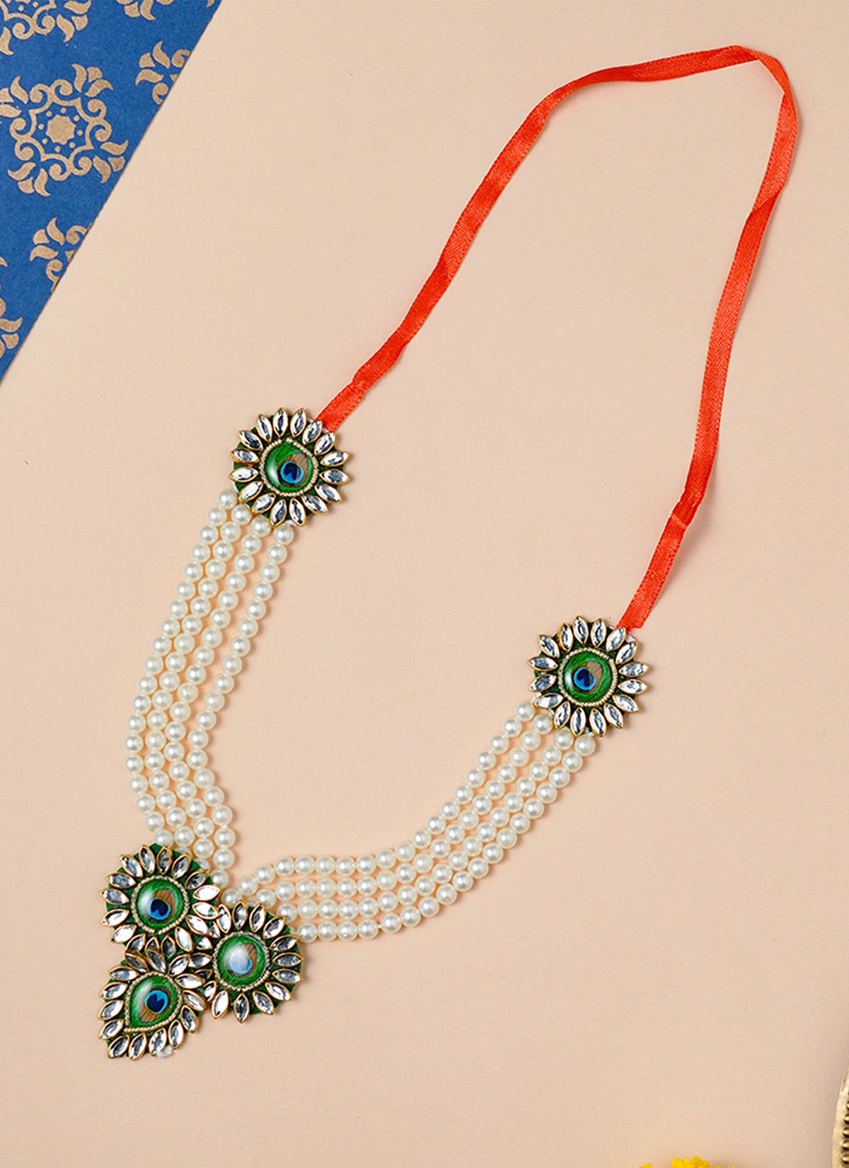 Madhoor Har Garland Peacock Ivory Green 6 Inches 1 Piece
