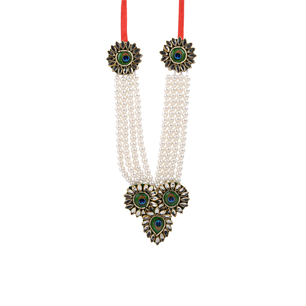 Madhoor Har Garland Peacock Ivory Green 6 Inches 1 Piece