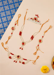 Madhoor Har Garland Pearl Red White 1 Set