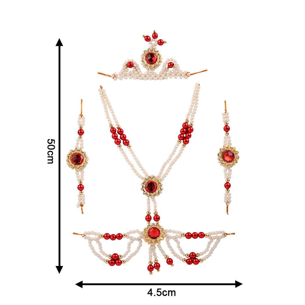 Madhoor Har Garland Pearl Red White 1 Set