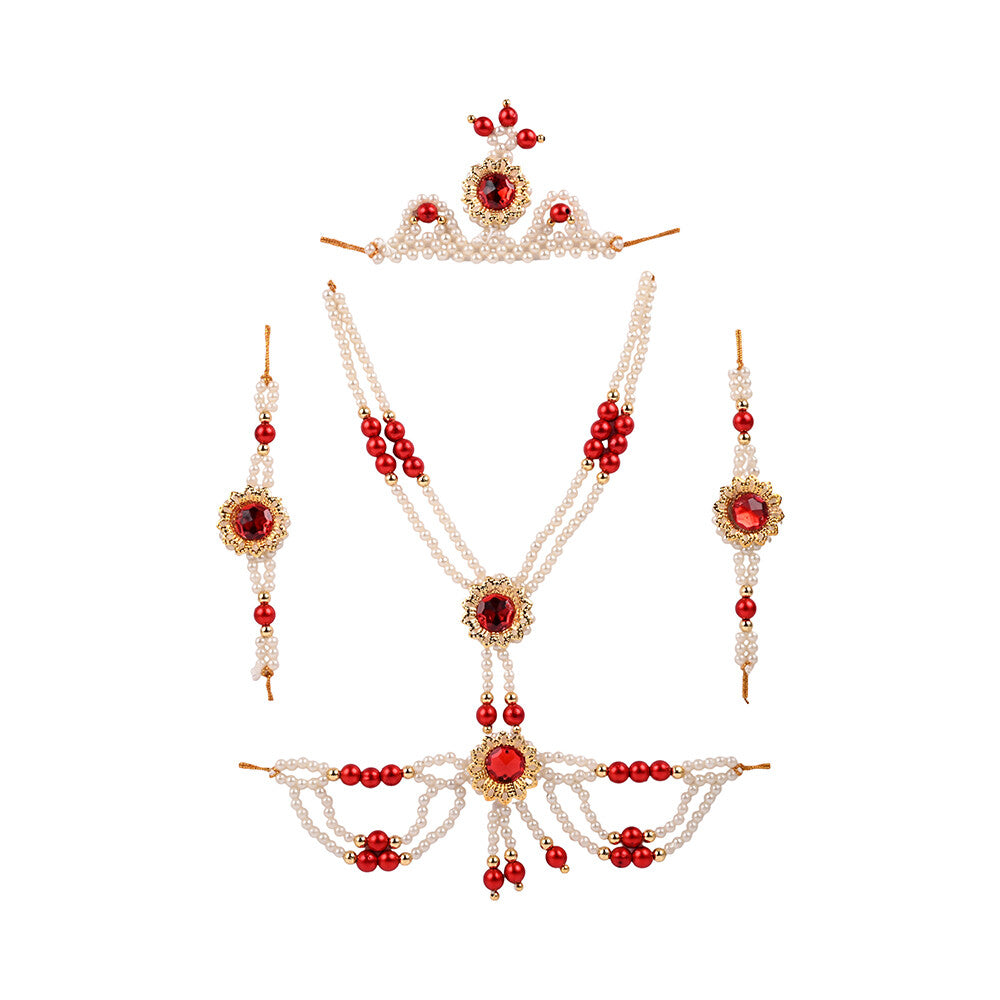 Madhoor Har Garland Pearl Red White 1 Set
