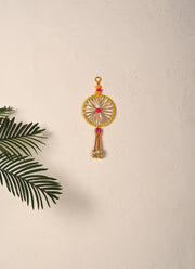 Madhoor Wheel Bead Tassel Hanging Yellow Pink 1 Piece