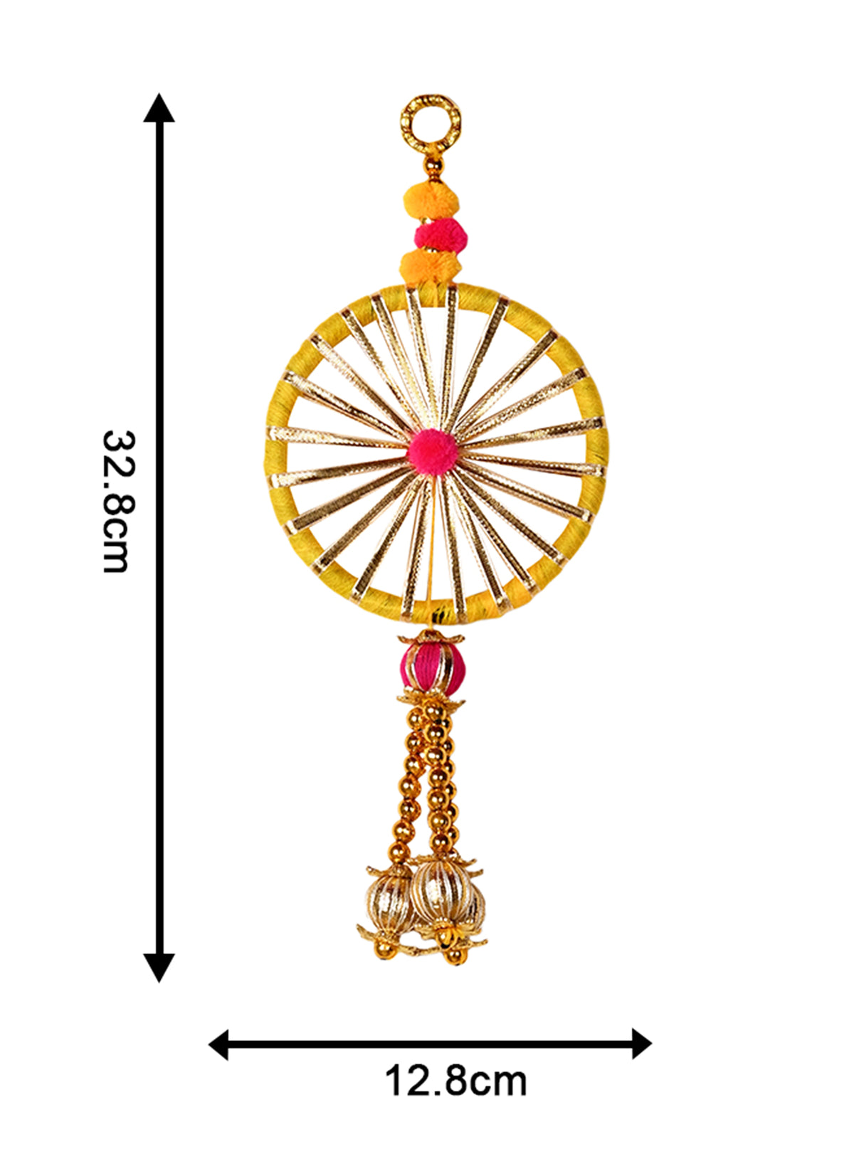 Madhoor Wheel Bead Tassel Hanging Yellow Pink 1 Piece